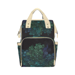 3D Psychedelic Turquoise, Violet and Green Multi-Function Diaper Backpack/Diaper Bag (Model 1688)