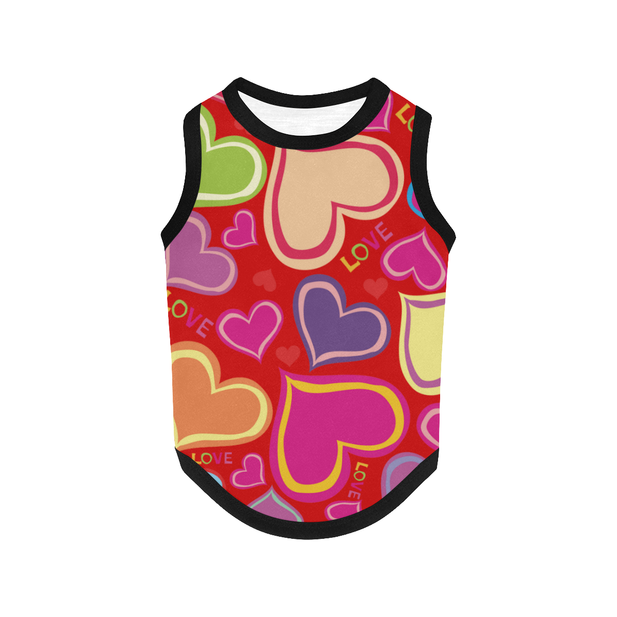 Cute Hearts - RED All Over Print Pet Tank Top