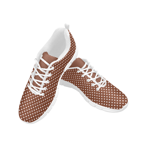 Brown polka dots Women's Breathable Running Shoes/Large (Model 055)