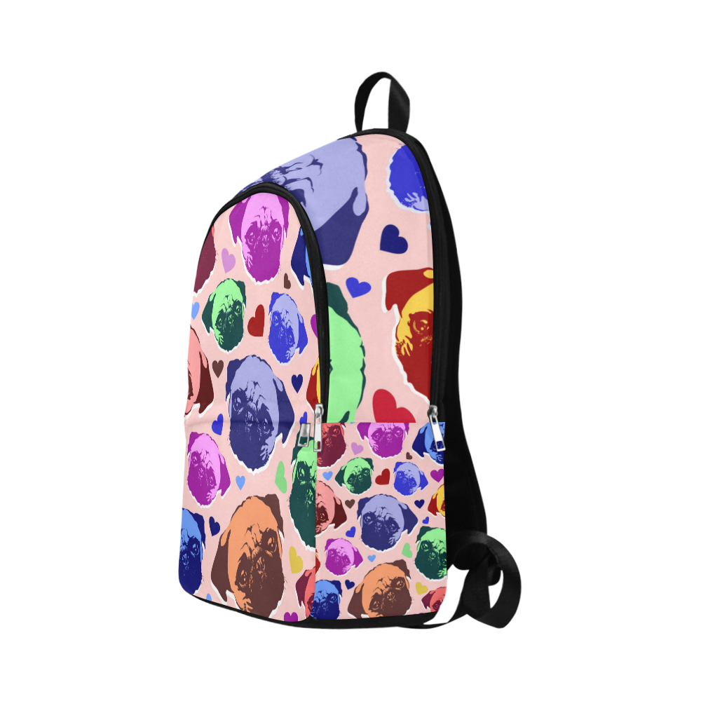 Pug Puppy Dog Love Hearts Fabric Backpack for Adult (Model 1659)