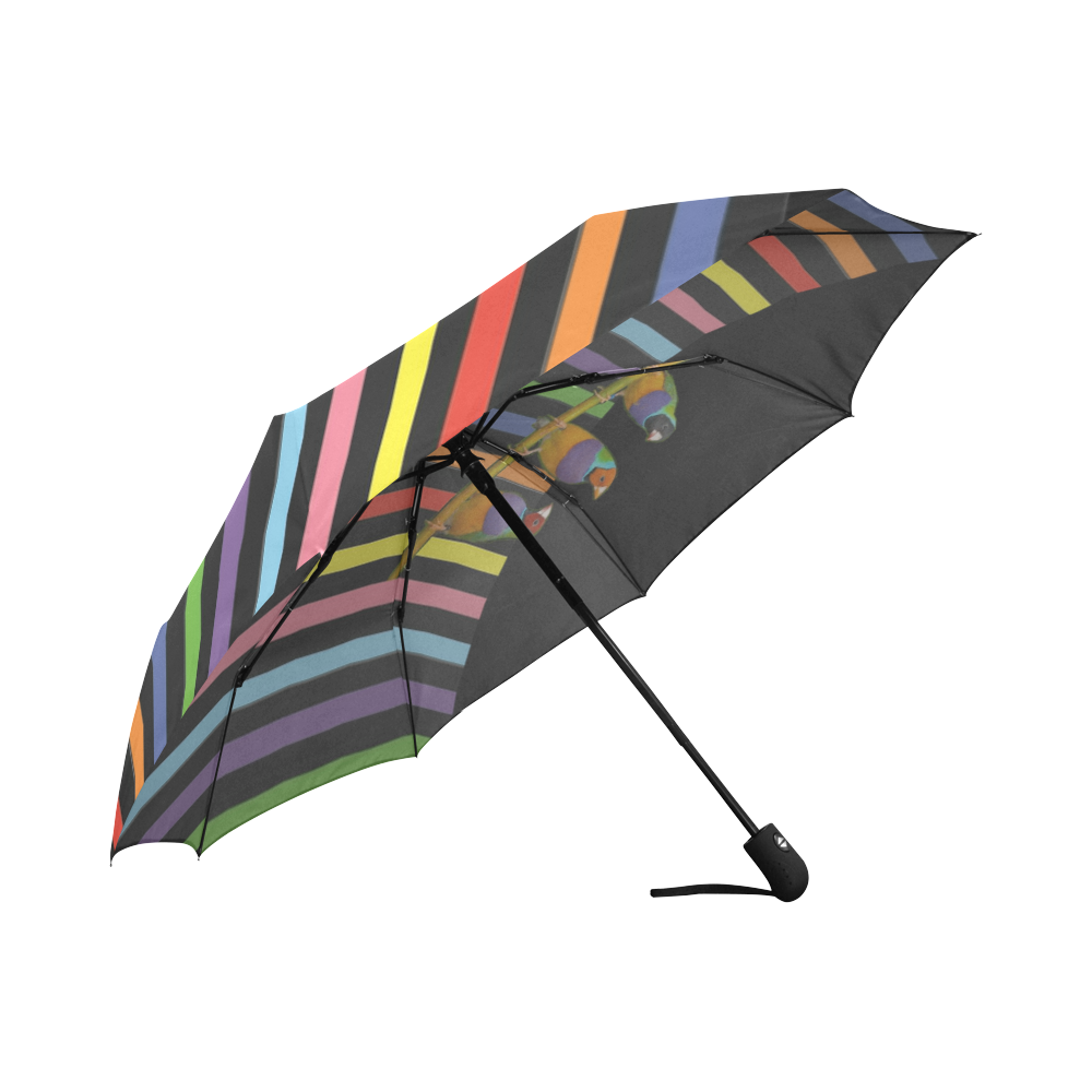 Rainbow Stripes and Birds Auto-Foldable Umbrella (Model U04)