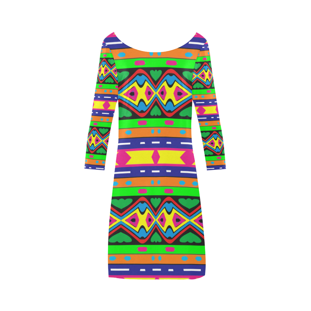 Distorted colorful shapes and stripes Bateau A-Line Skirt (D21)