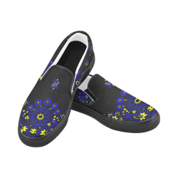 blue yellow bandana funky western style Slip-on Canvas Shoes for Men/Large Size (Model 019)