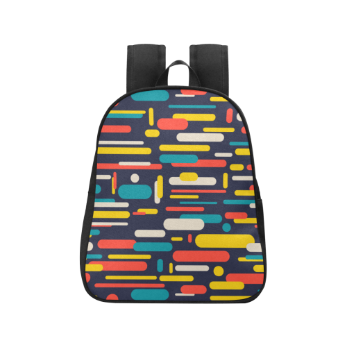 Colorful Rectangles Fabric School Backpack (Model 1682) (Small)