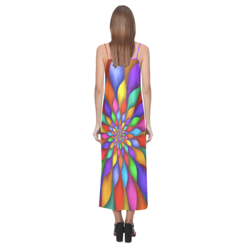 RAINBOW SKITTLES V-Neck Open Fork Long Dress(Model D18)
