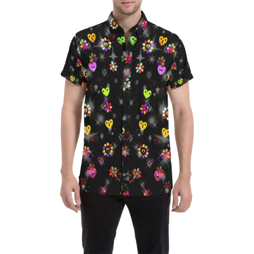 Flower Peace by Nico Bielow Men's All Over Print Short Sleeve Shirt (Model T53)