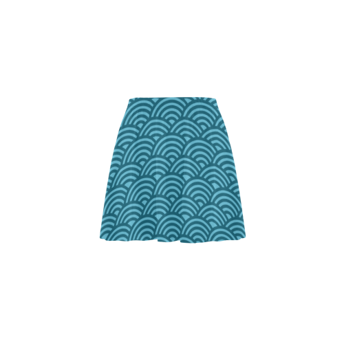 Blue Waves Pattern VAS2 Mini Skating Skirt (Model D36)