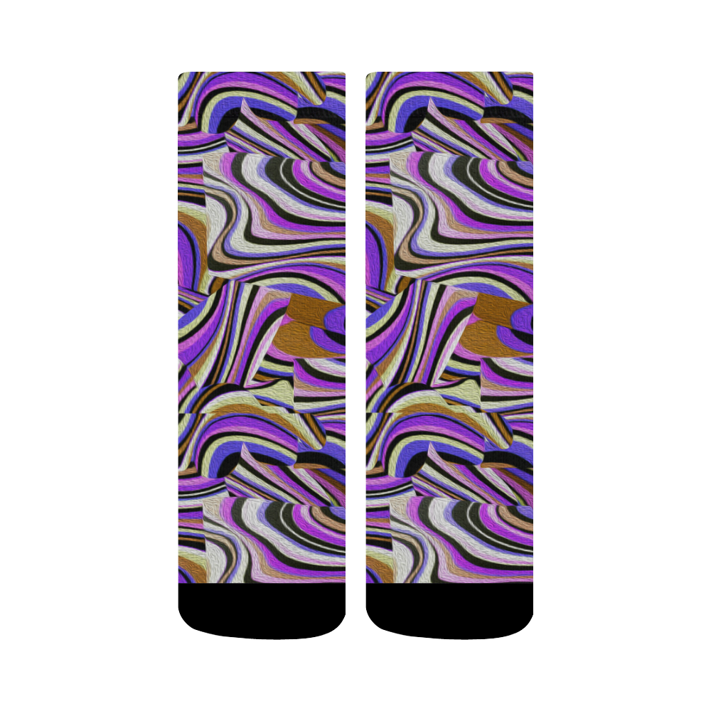 Groovy Retro Renewal - Purple Waves Crew Socks