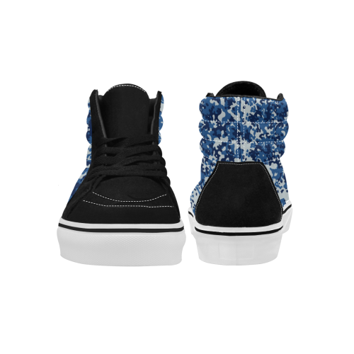 Digital Blue Camouflage Women's High Top Skateboarding Shoes/Large (Model E001-1)