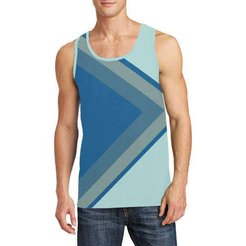 Classic Blue Layers on Bleached Coral Men's All Over Print Tank Top (Model T57)