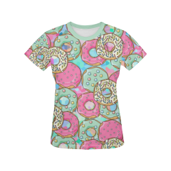 Doughnut (Donut) Pattern All Over Print T-shirt for Women/Large Size (USA Size) (Model T40)