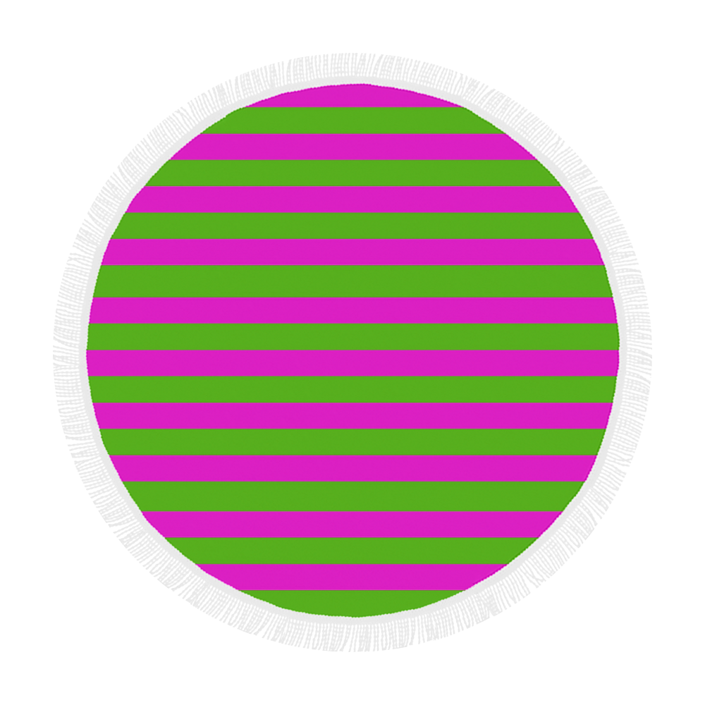 Pink Green Stripes Circular Beach Shawl 59"x 59"