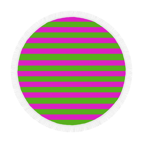 Pink Green Stripes Circular Beach Shawl 59"x 59"