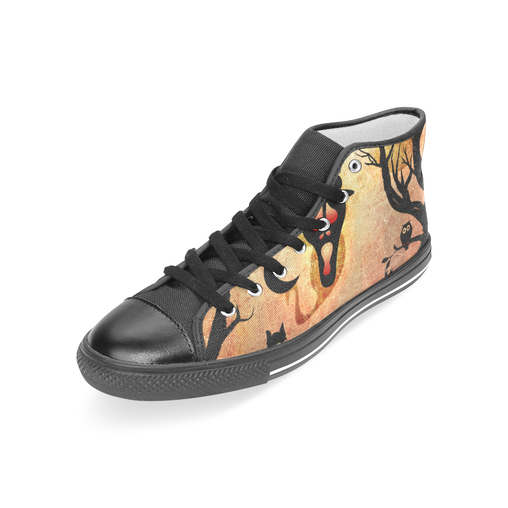 Funny halloween design Women's Classic High Top Canvas Shoes (Model 017)