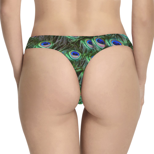 Peacock Feathers Women's All Over Print Thongs (Model L30)