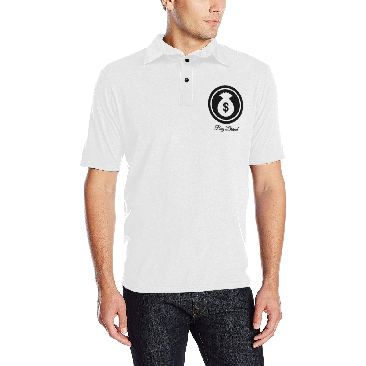 White Polo Bag Brand Men's All Over Print Polo Shirt (Model T55)