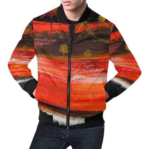 graffiti orange and black all over print bomber jacket for men All Over Print Bomber Jacket for Men (Model H19)