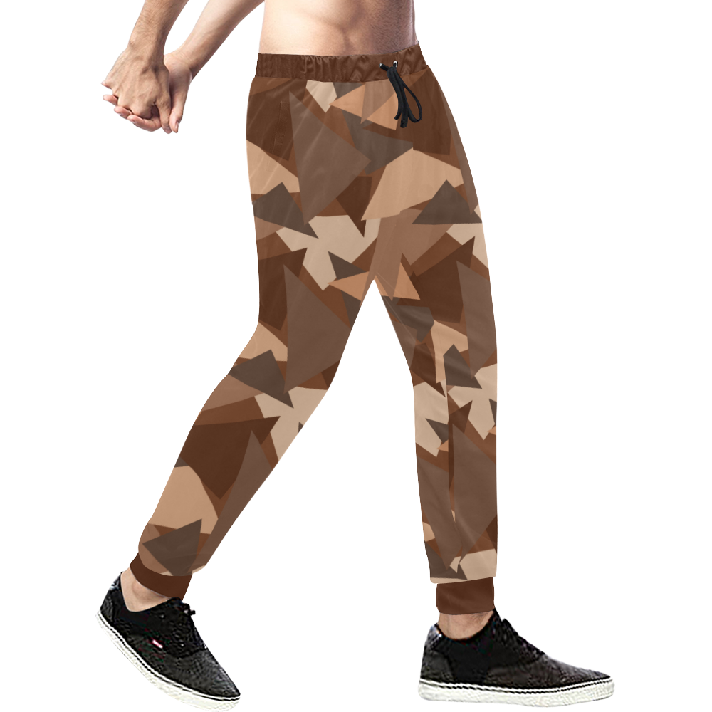Brown Chocolate Caramel Camouflage Men's All Over Print Sweatpants (Model L11)