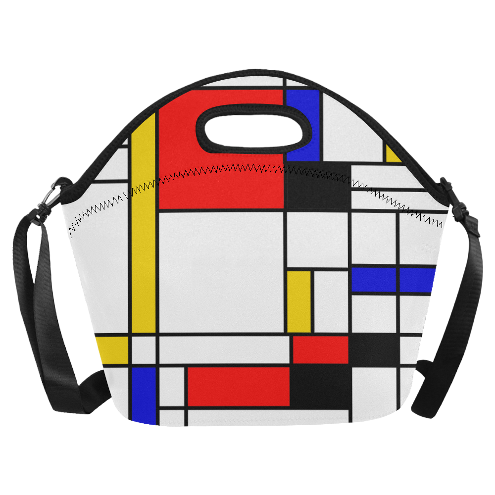 Bauhouse Composition Mondrian Style Neoprene Lunch Bag/Large (Model 1669)