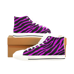 Ripped SpaceTime Stripes - Pink Men’s Classic High Top Canvas Shoes /Large Size (Model 017)