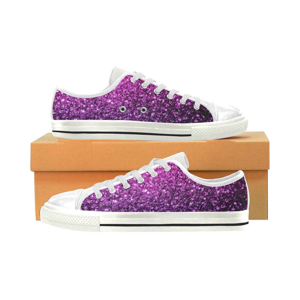 Beautiful Purple Pink Ombre glitter sparkles Women's Classic Canvas Shoes (Model 018)