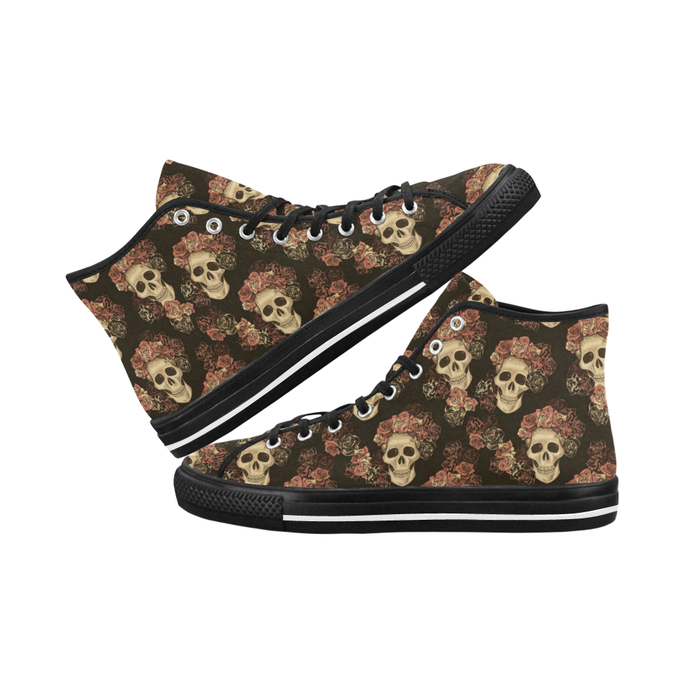 Skull and Rose Pattern Vancouver H Men's Canvas Shoes (1013-1)