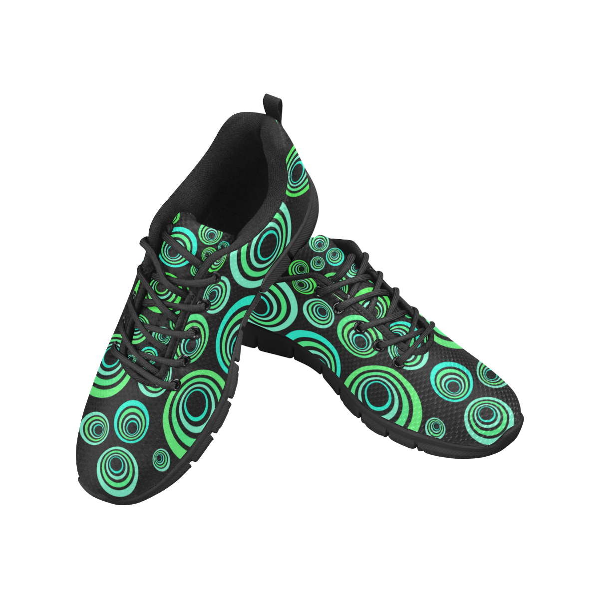 Crazy Fun Neon Blue & Green retro pattern Women's Breathable Running Shoes (Model 055)