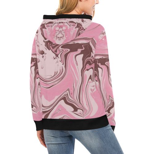 Design hoodie - PINK LIGHTS High Neck Pullover Hoodie for Women (Model H24)