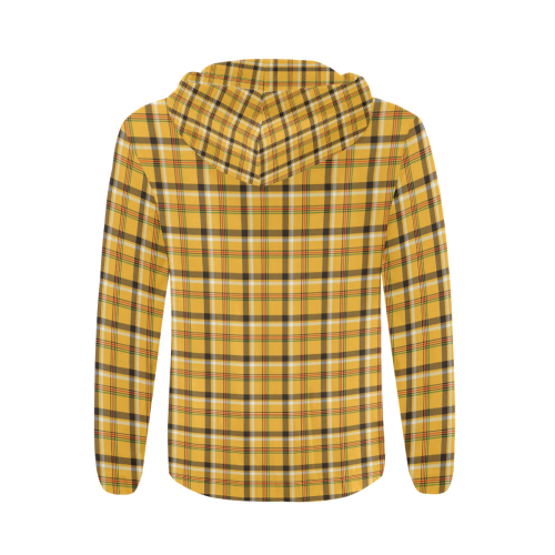 Yellow Tartan (Plaid) All Over Print Full Zip Hoodie for Men/Large Size (Model H14)