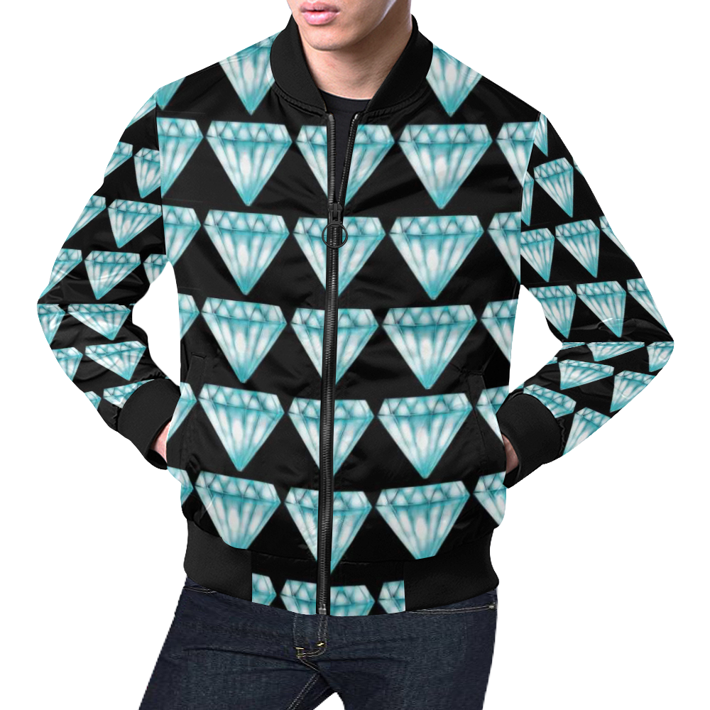 Diamond All Over Print Bomber Jacket for Men (Model H19)