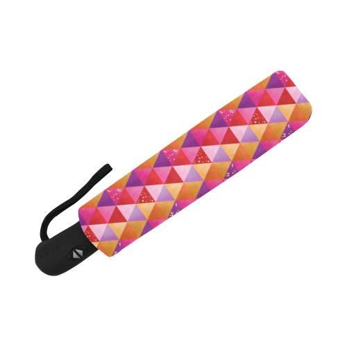 Triangle Pattern - Red Purple Pink Orange Yellow Auto-Foldable Umbrella (Model U04)