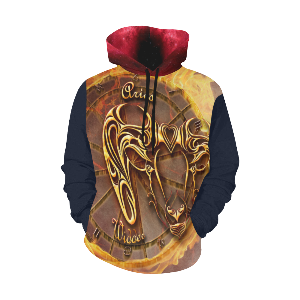 aries gold All Over Print Hoodie for Women (USA Size) (Model H13)