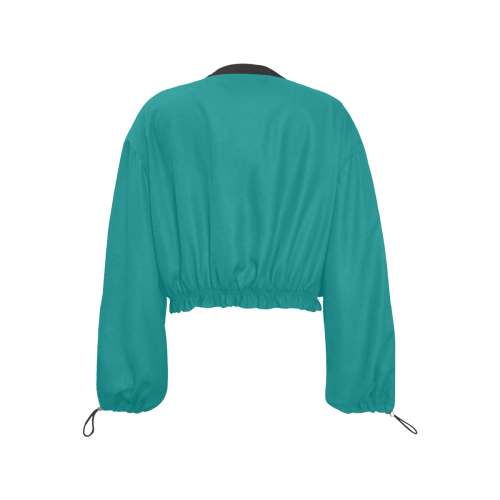 color teal Cropped Chiffon Jacket for Women (Model H30)