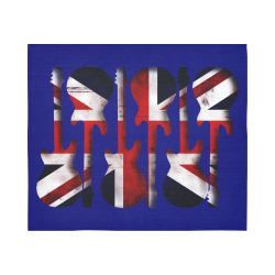 Union Jack British UK Flag Guitars Blue Cotton Linen Wall Tapestry 60"x 51"