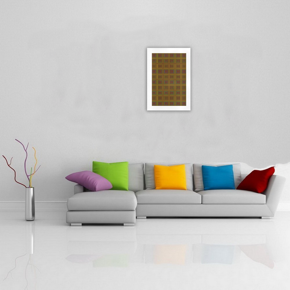 Golden brown multicolored multiple squares Art Print 16‘’x23‘’