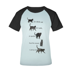 If a black cat Women's Raglan T-Shirt/Front Printing (Model T62)