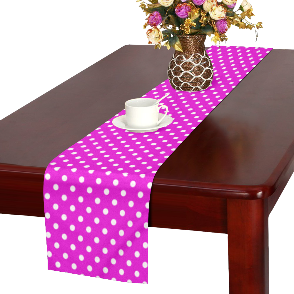 Pink polka dots Table Runner 16x72 inch
