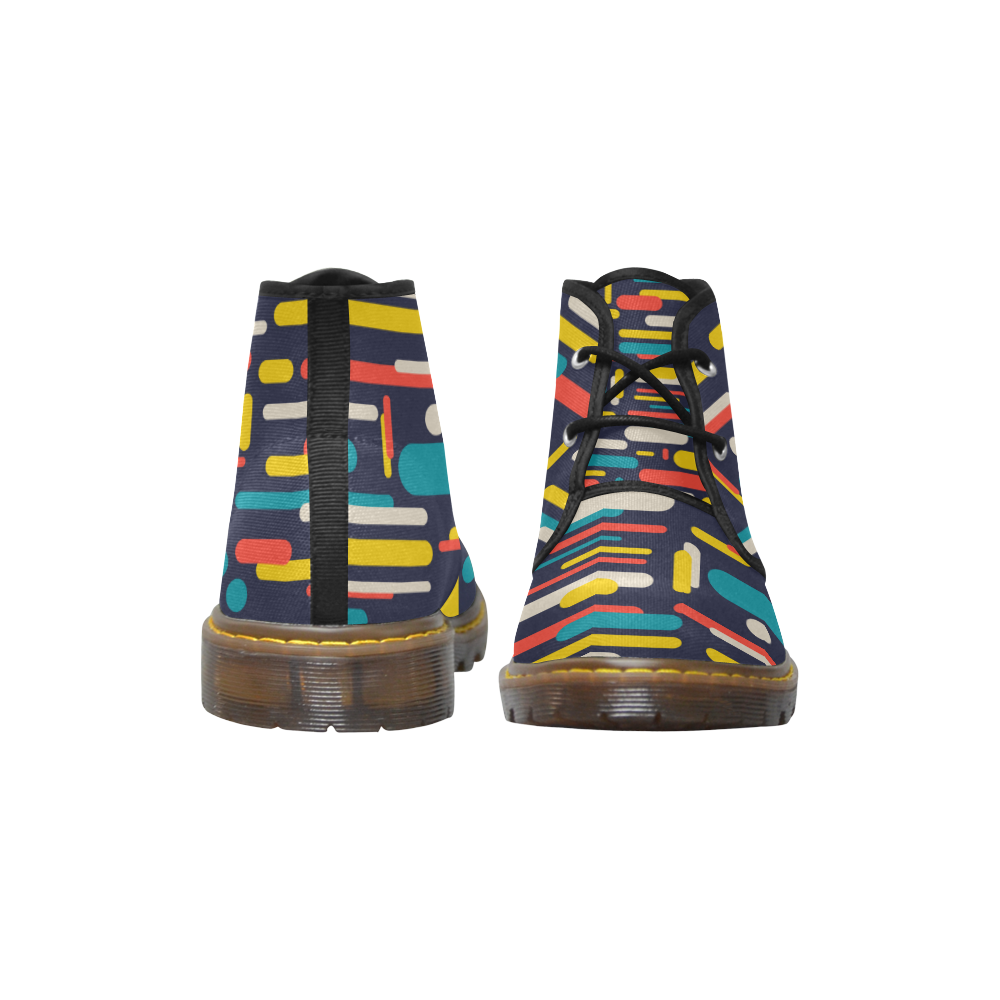 Colorful Rectangles Women's Canvas Chukka Boots/Large Size (Model 2402-1)