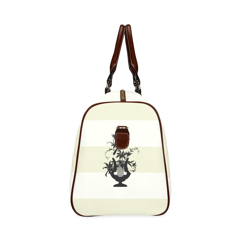 Ecru Cream Estate Stripes Waterproof Travel Bag/Large (Model 1639)