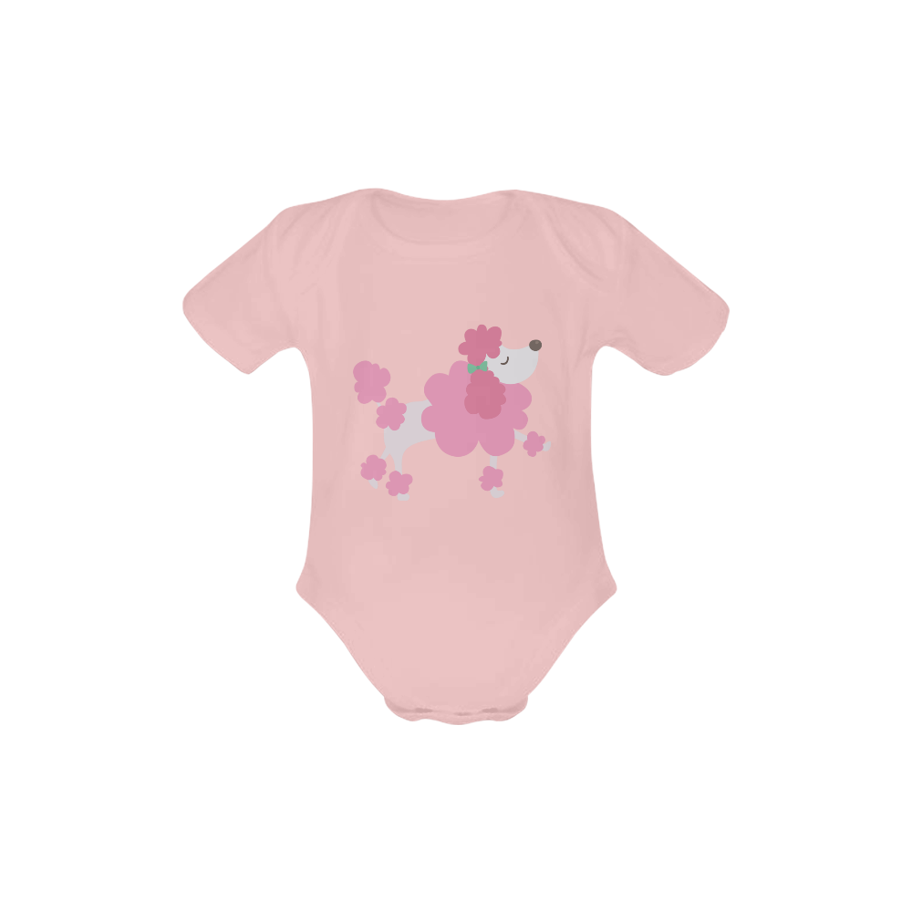 Pretty Pink Poodle Pink Baby Powder Organic Short Sleeve One Piece (Model T28)