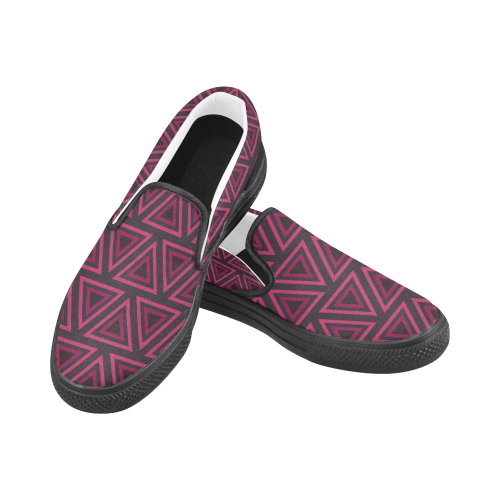 Tribal Ethnic Triangles Slip-on Canvas Shoes for Men/Large Size (Model 019)