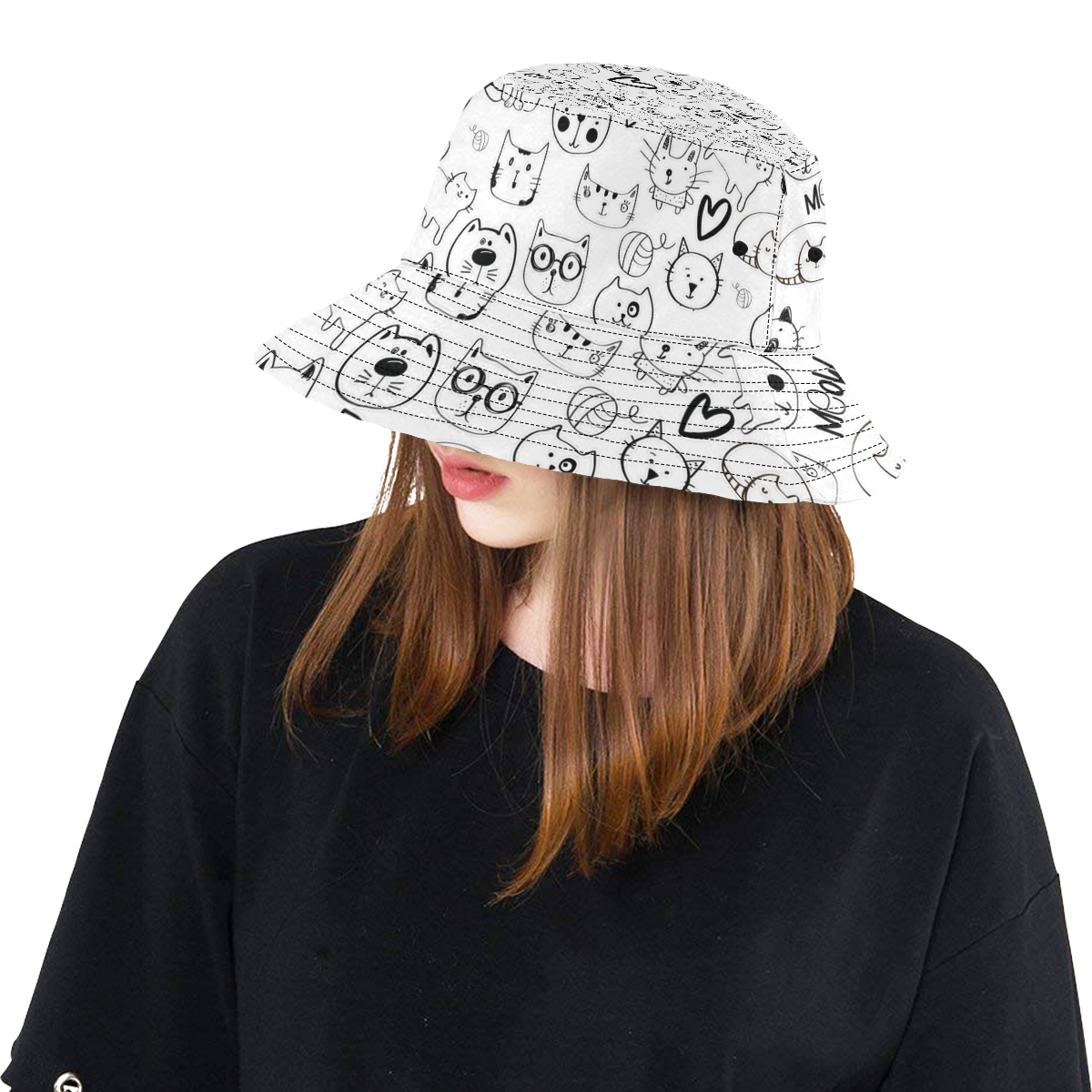 Meow Cats All Over Print Bucket Hat