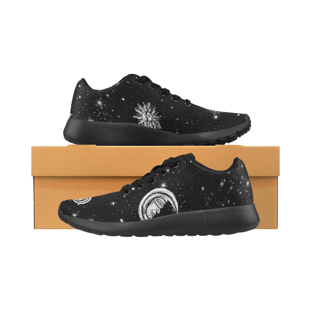 Mystic Stars, Moon and Sun (Black Laces) Women’s Running Shoes (Model 020)