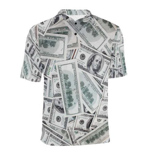 Cash Money / Hundred Dollar Bills Men's All Over Print Polo Shirt (Model T55)