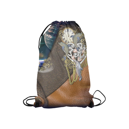 Our dimension of Time Small Drawstring Bag Model 1604 (Twin Sides) 11"(W) * 17.7"(H)