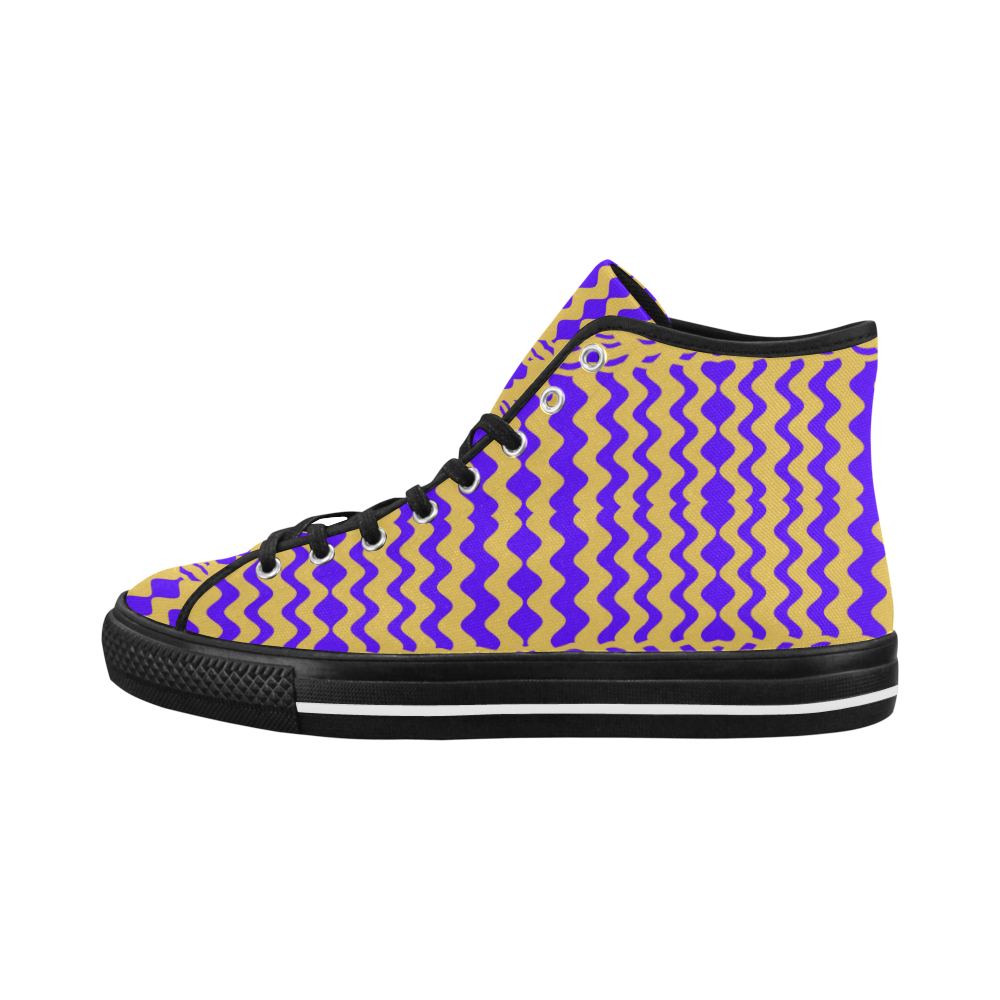 Purple Yellow Modern  Waves Lines Vancouver H Men's Canvas Shoes/Large (1013-1)
