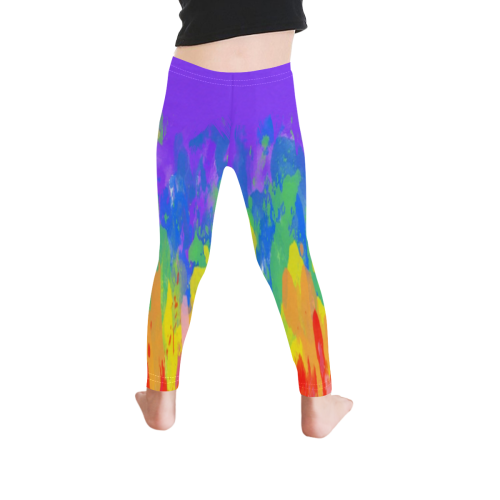 Flames Paint Abstract Purple Kid's Ankle Length Leggings (Model L06)
