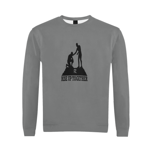 Rise Up Together Crewneck Sweatshirt for Men/Large (Black & Grey) All Over Print Crewneck Sweatshirt for Men/Large (Model H18)