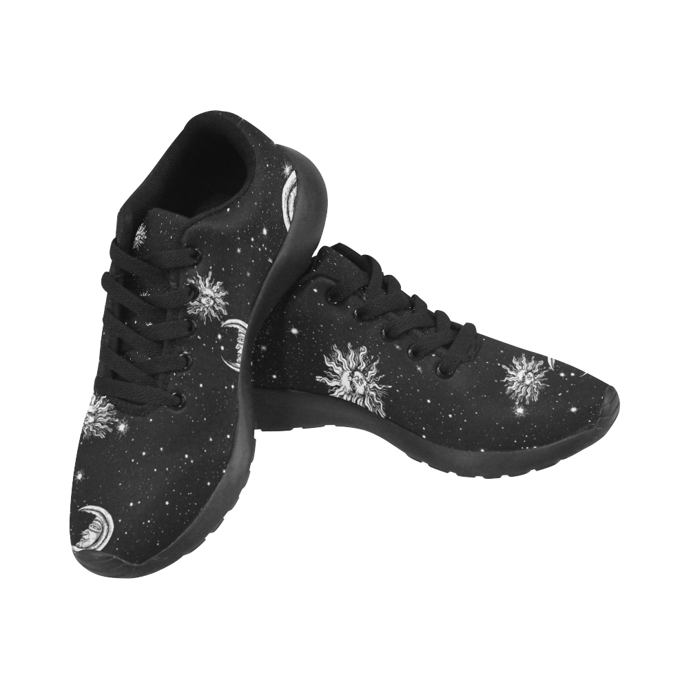 Mystic Stars, Moon and Sun (Black Laces) Kid's Running Shoes (Model 020)