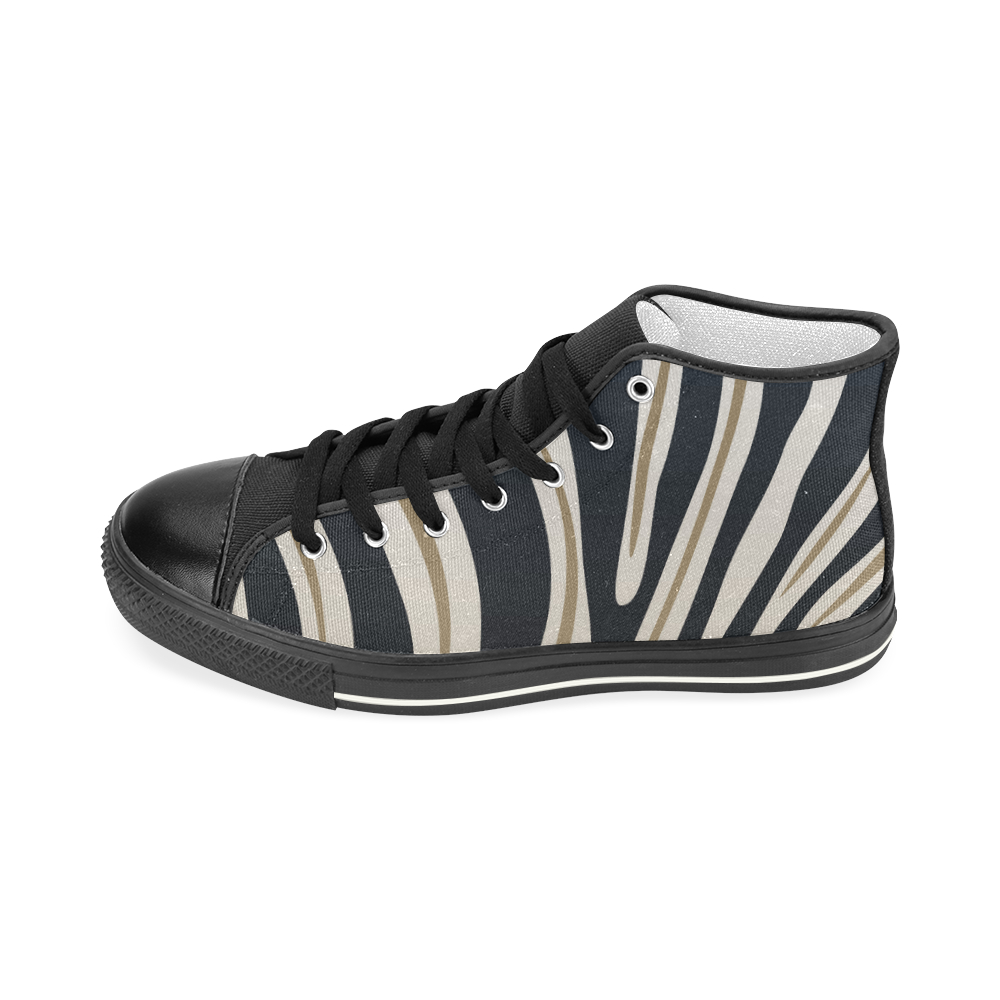 BLACK AND GOLD STRIP Men’s Classic High Top Canvas Shoes (Model 017)